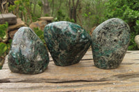 Polished Rare Emerald Mica In Matrix Standing Free Forms x 3 From Mutoko, Zimbabwe - Toprock Gemstones and Minerals 