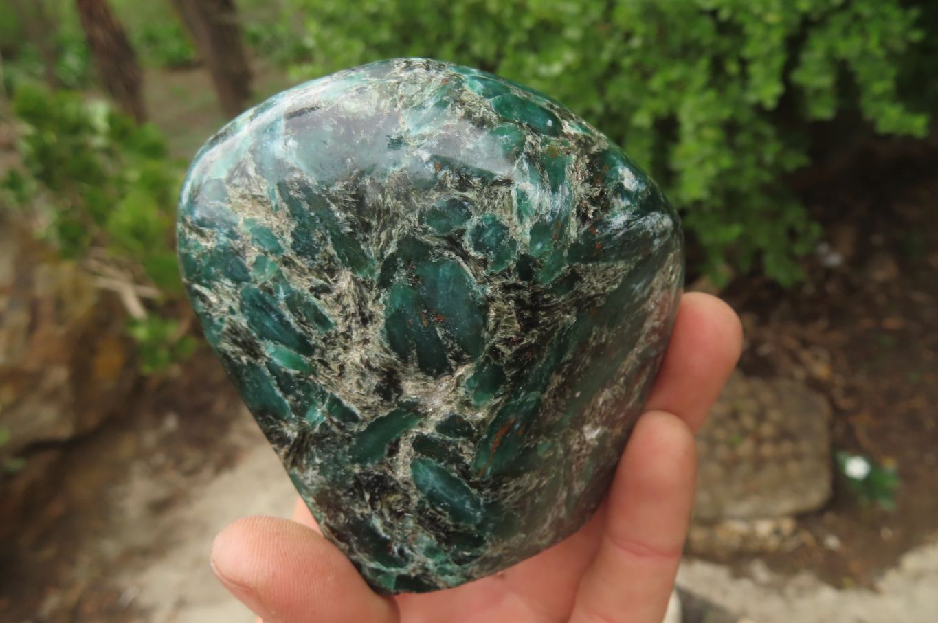 Polished Rare Emerald Mica In Matrix Standing Free Forms x 3 From Mutoko, Zimbabwe - Toprock Gemstones and Minerals 