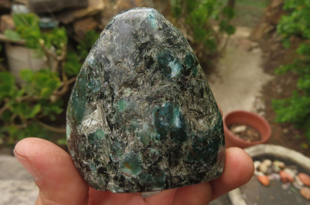 Polished Rare Emerald Mica In Matrix Standing Free Forms x 3 From Mutoko, Zimbabwe - Toprock Gemstones and Minerals 