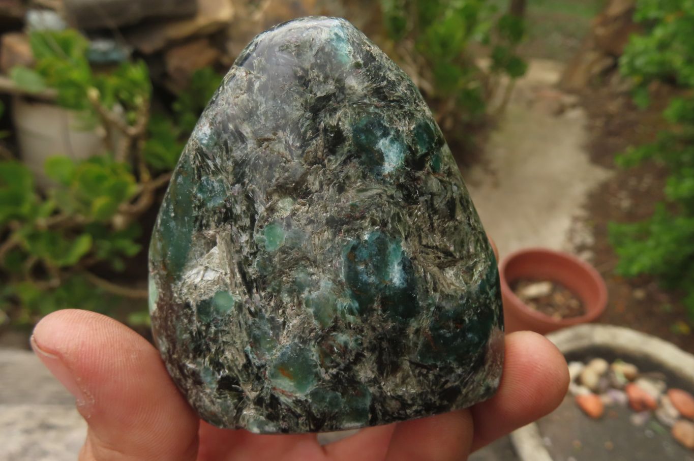 Polished Rare Emerald Mica In Matrix Standing Free Forms x 3 From Mutoko, Zimbabwe - Toprock Gemstones and Minerals 