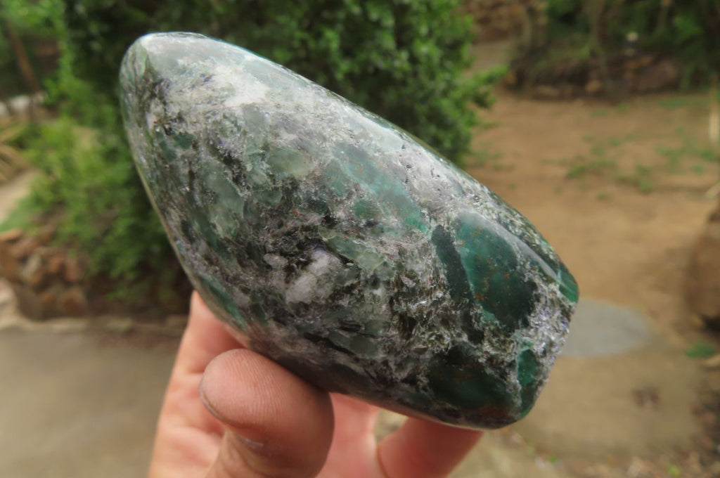 Polished Rare Emerald Mica In Matrix Standing Free Forms x 3 From Mutoko, Zimbabwe - Toprock Gemstones and Minerals 