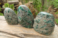 Polished Rare Emerald Mica In Matrix Standing Free Forms x 3 From Mutoko, Zimbabwe - Toprock Gemstones and Minerals 