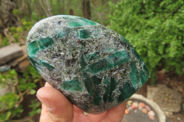Polished Rare Emerald Mica In Matrix Standing Free Forms x 3 From Mutoko, Zimbabwe - Toprock Gemstones and Minerals 