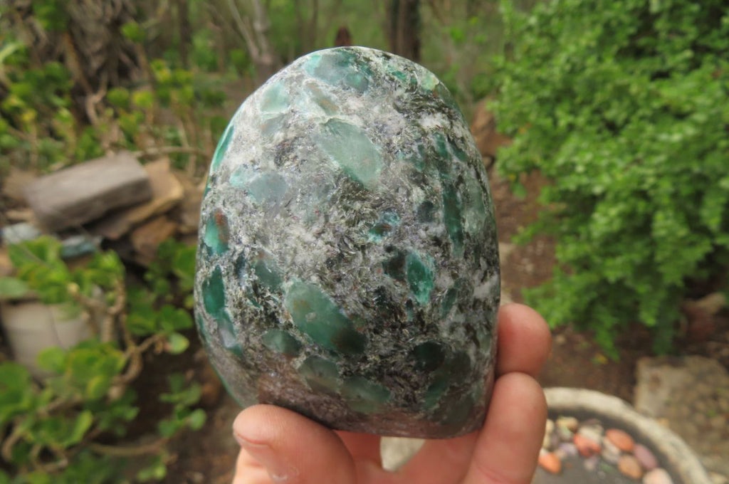 Polished Rare Emerald Mica In Matrix Standing Free Forms x 3 From Mutoko, Zimbabwe - Toprock Gemstones and Minerals 