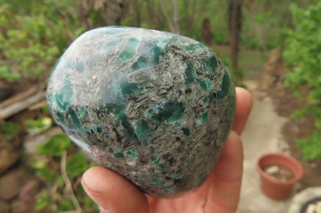 Polished Rare Emerald Mica In Matrix Standing Free Forms x 3 From Mutoko, Zimbabwe - Toprock Gemstones and Minerals 