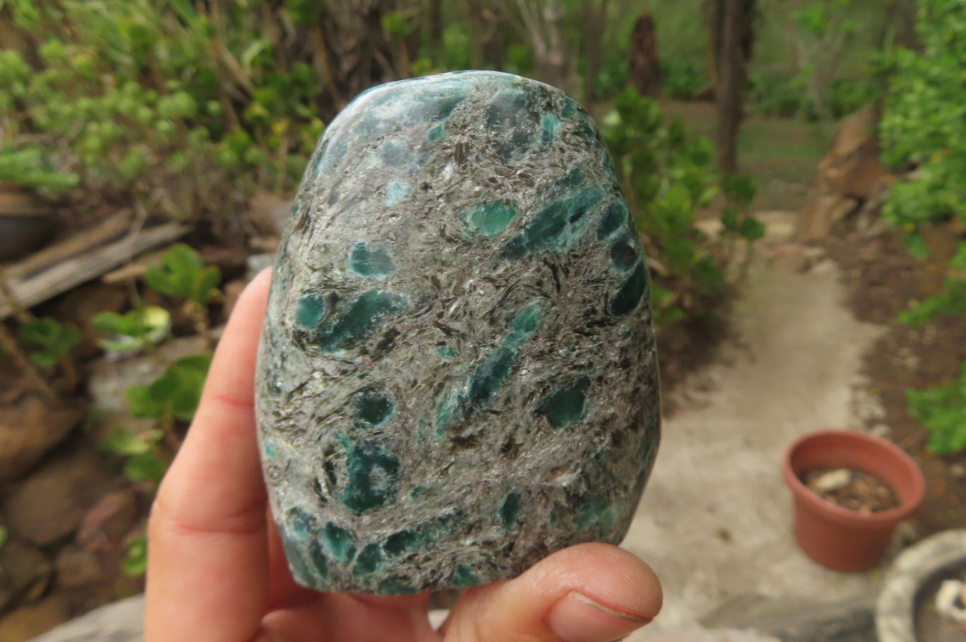 Polished Rare Emerald Mica In Matrix Standing Free Forms x 3 From Mutoko, Zimbabwe - Toprock Gemstones and Minerals 