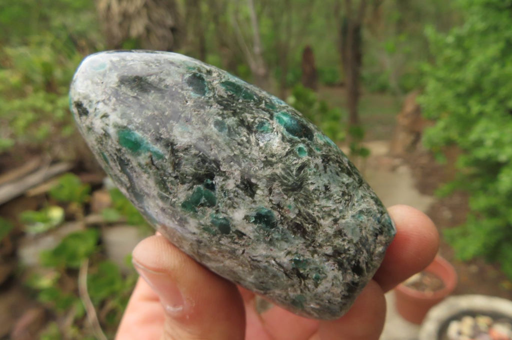 Polished Rare Emerald Mica In Matrix Standing Free Forms x 3 From Mutoko, Zimbabwe - Toprock Gemstones and Minerals 