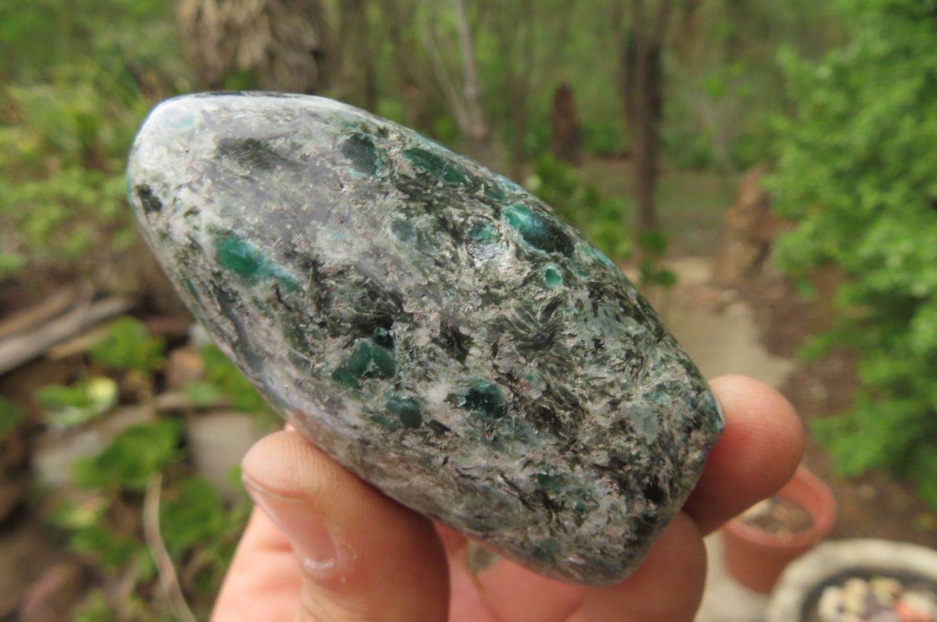 Polished Rare Emerald Mica In Matrix Standing Free Forms x 3 From Mutoko, Zimbabwe - Toprock Gemstones and Minerals 