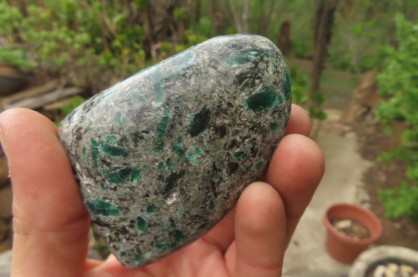Polished Rare Emerald Mica In Matrix Standing Free Forms x 3 From Mutoko, Zimbabwe - Toprock Gemstones and Minerals 