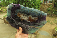 Polished Watermelon Fluorite Slice x 1 From Uis, Namibia - Toprock Gemstones and Minerals 