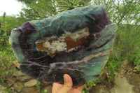 Polished Watermelon Fluorite Slice x 1 From Uis, Namibia - Toprock Gemstones and Minerals 