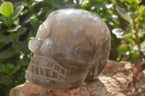 Hand Made Smokey Quartz Skull Carving x 1 From Madagascar - Toprock Gemstones and Minerals 