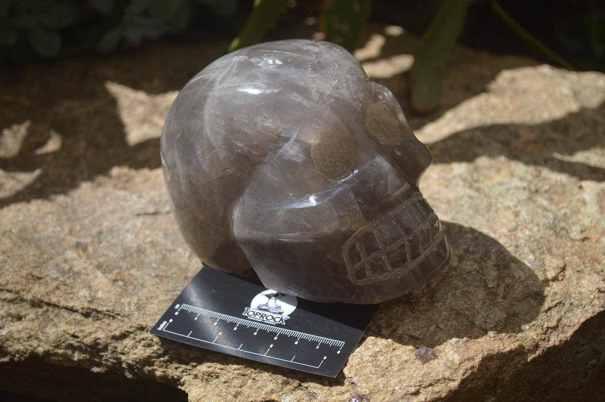 Hand Made Smokey Quartz Skull Carving x 1 From Madagascar - Toprock Gemstones and Minerals 