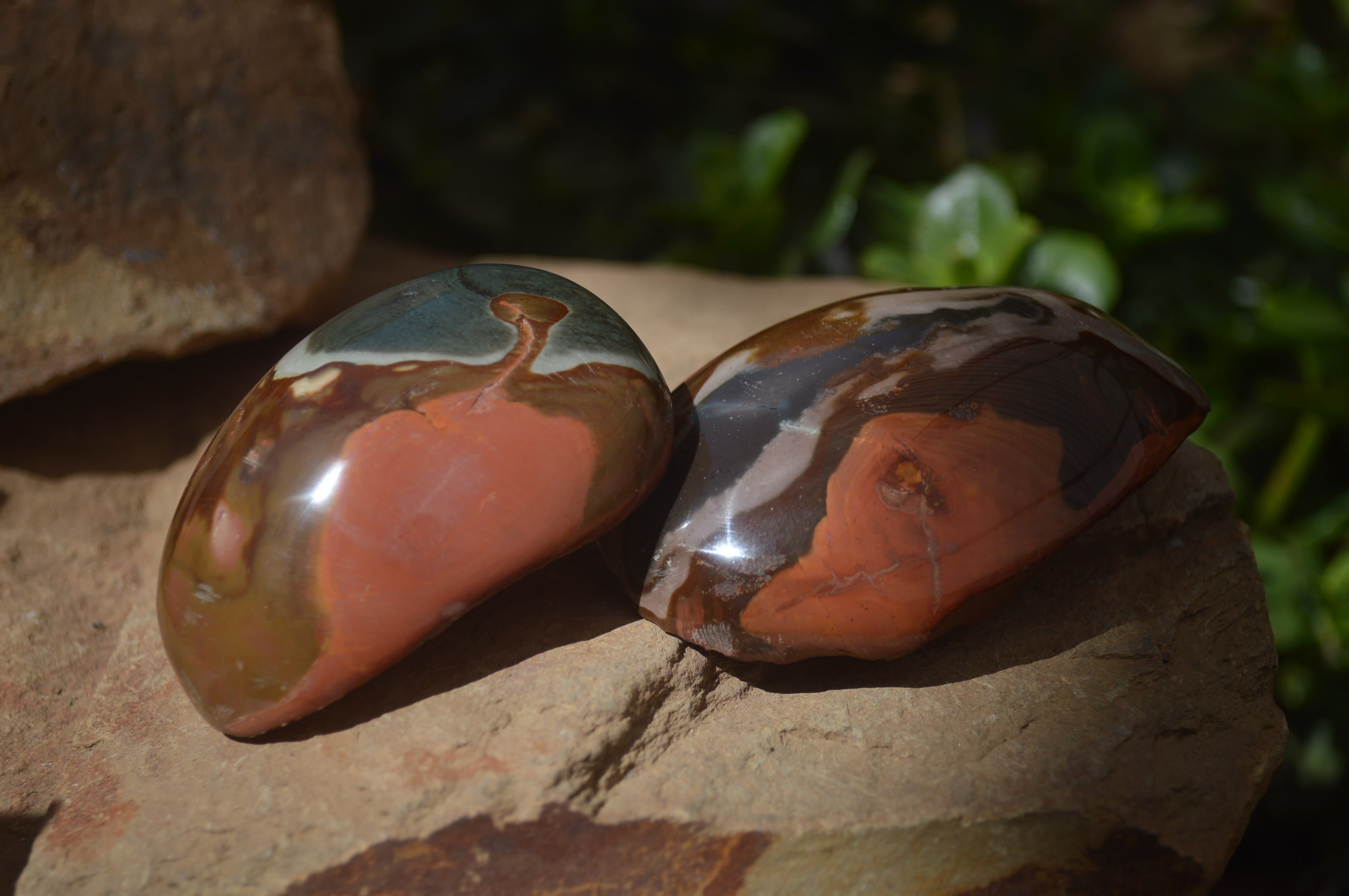 Polished On One Side Polychrome Jasper Nodules x 6 From Mahajanga, Madagascar - Toprock Gemstones and Minerals 