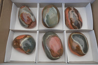 Polished On One Side Polychrome Jasper Nodules x 6 From Mahajanga, Madagascar