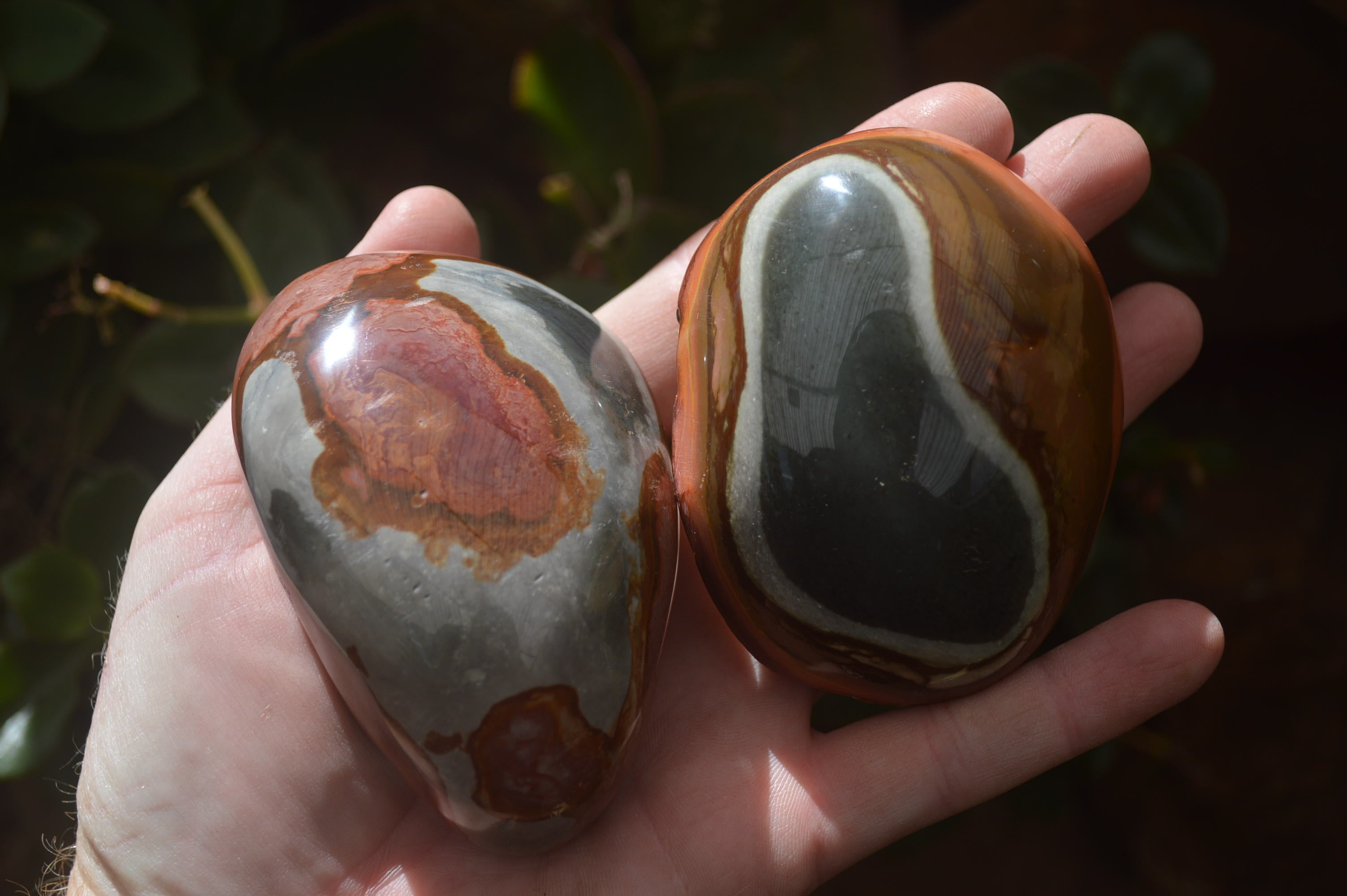 Polished On One Side Polychrome Jasper Nodules x 6 From Mahajanga, Madagascar - Toprock Gemstones and Minerals 
