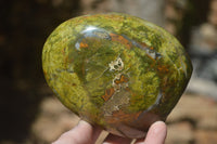 Polished Green Opal Standing Free Forms x 3 From Antsirabe, Madagascar - Toprock Gemstones and Minerals 