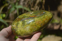 Polished Green Opal Standing Free Forms x 3 From Antsirabe, Madagascar - Toprock Gemstones and Minerals 