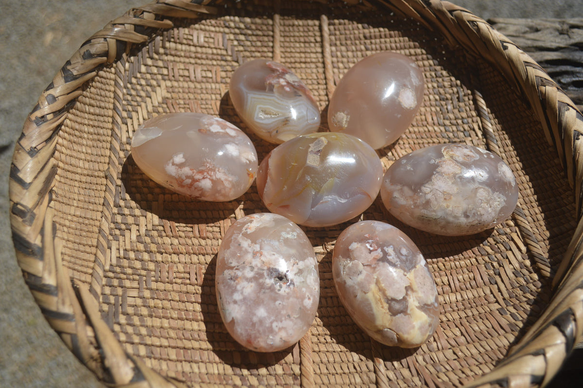 Polished Flower Agate Palm Stones x 12 From Antsahalova, Madagascar - Toprock Gemstones and Minerals 