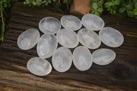 Polished Girasol Pearl Quartz Palm Stones x 12 From Ambatondrazaka, Madagascar - Toprock Gemstones and Minerals 