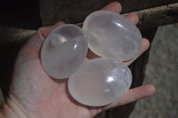 Polished Girasol Pearl Quartz Palm Stones x 12 From Ambatondrazaka, Madagascar - Toprock Gemstones and Minerals 