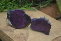 Polished On One Side Metallic Purpurite Specimens x 4 From Namibia - Toprock Gemstones and Minerals 