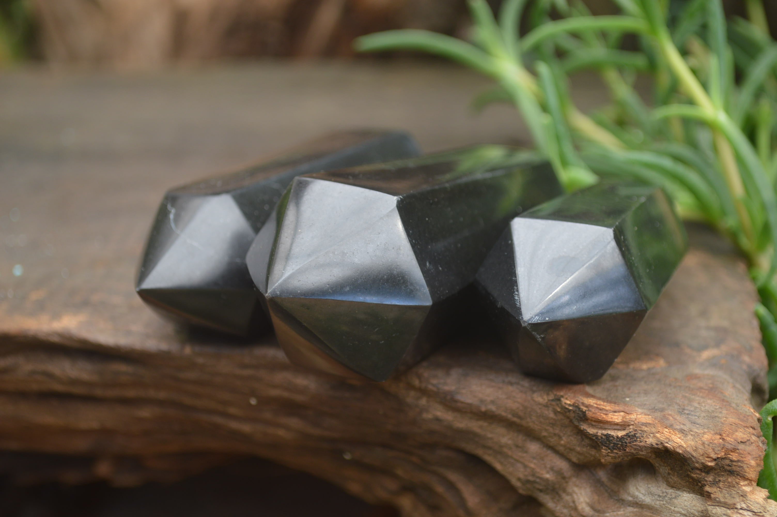 Polished Double Terminated Black Basalt Points x 12 From Madagascar - Toprock Gemstones and Minerals 