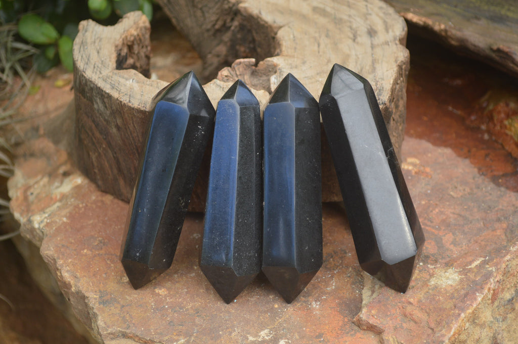 Polished Double Terminated Black Basalt Points x 12 From Madagascar - Toprock Gemstones and Minerals 
