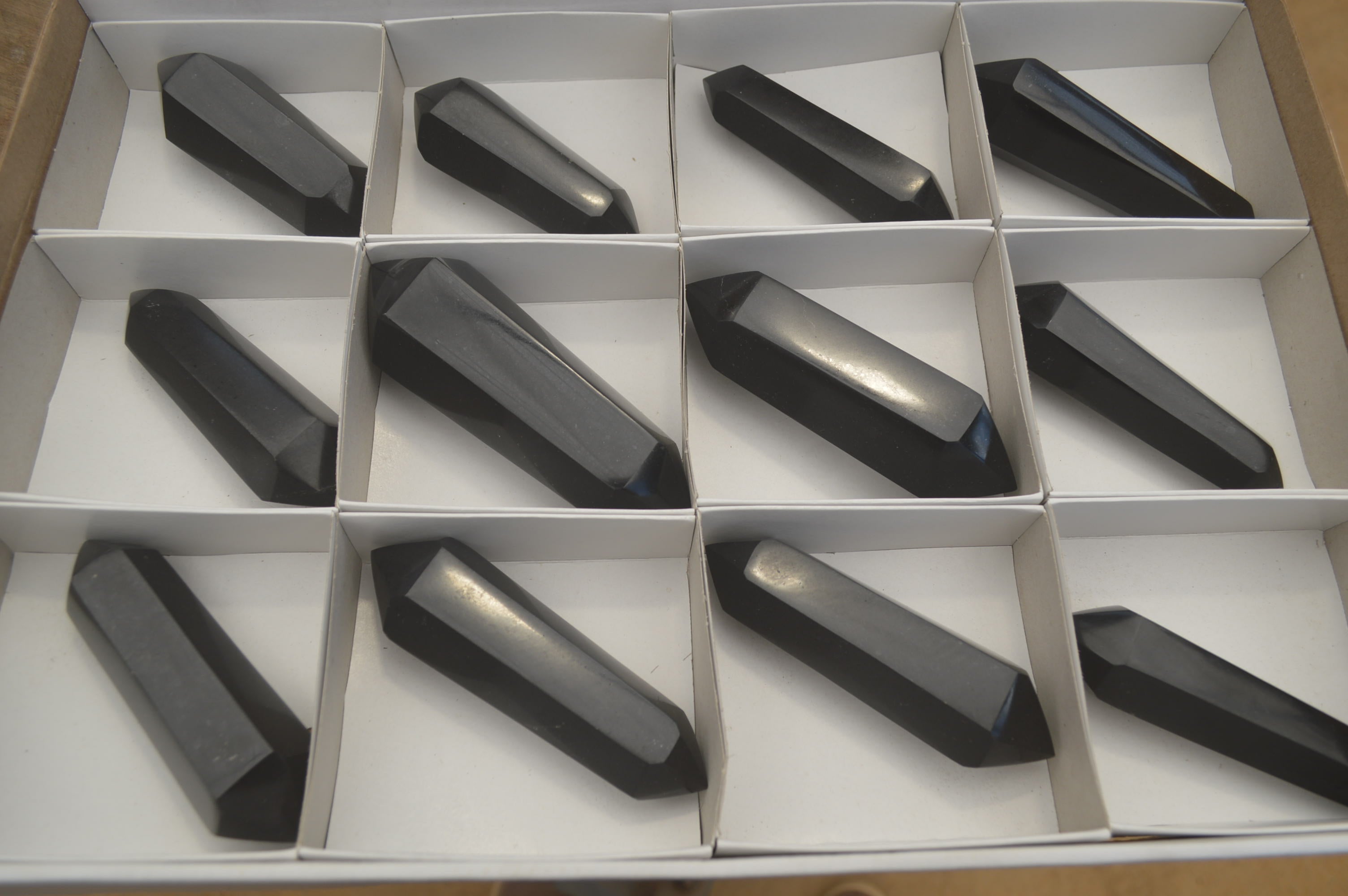 Polished Double Terminated Black Basalt Points x 12 From Madagascar - Toprock Gemstones and Minerals 