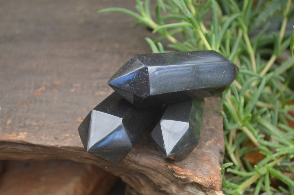 Polished Double Terminated Black Basalt Points x 12 From Madagascar - Toprock Gemstones and Minerals 
