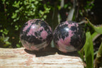 Polished Rhodonite Spheres x 2 From Madagascar - Toprock Gemstones and Minerals 