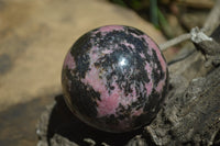 Polished Rhodonite Spheres x 2 From Madagascar - Toprock Gemstones and Minerals 