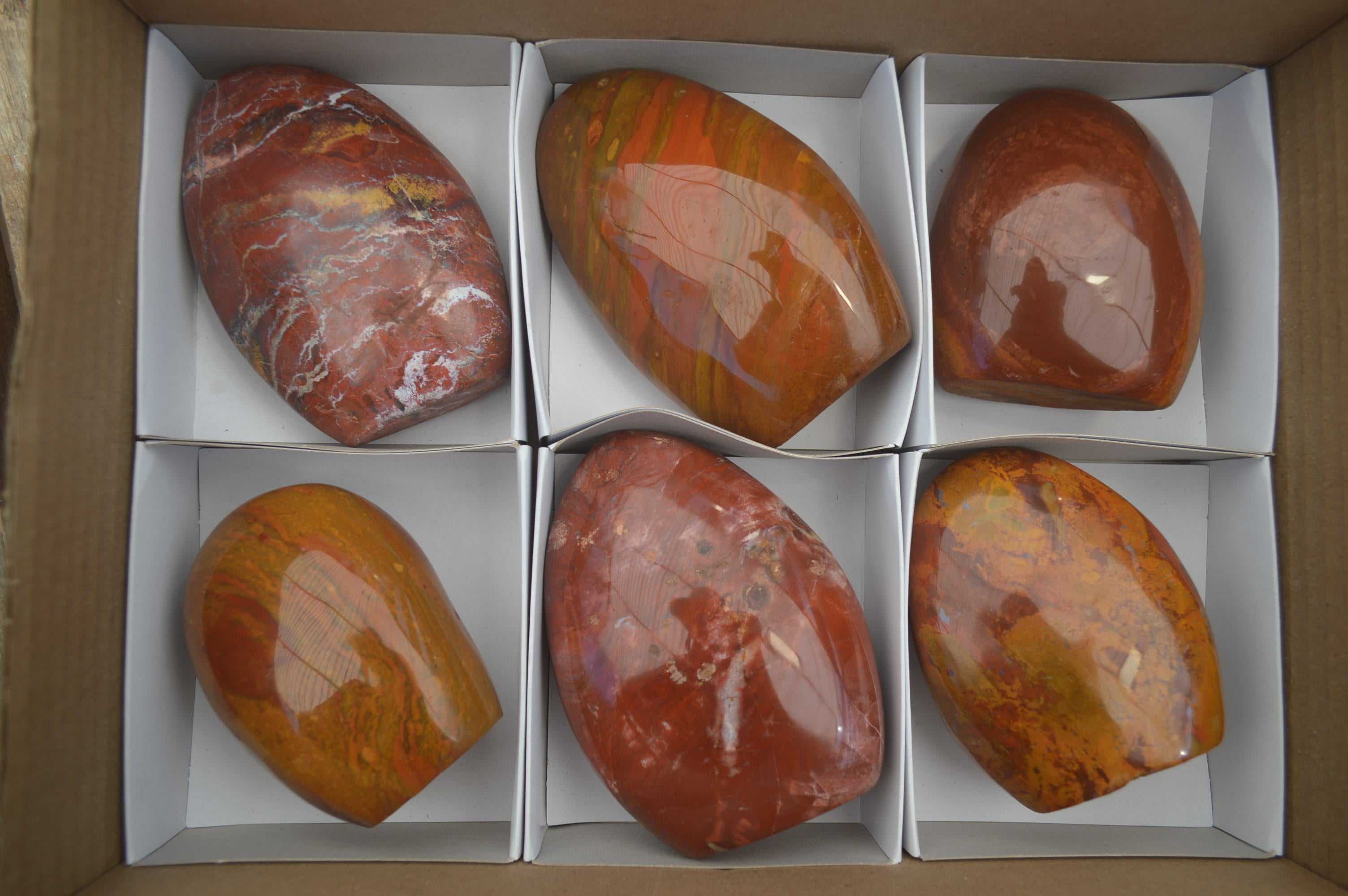 Polished Red Jasper Standing Free Forms x 6 From Madagascar - Toprock Gemstones and Minerals 