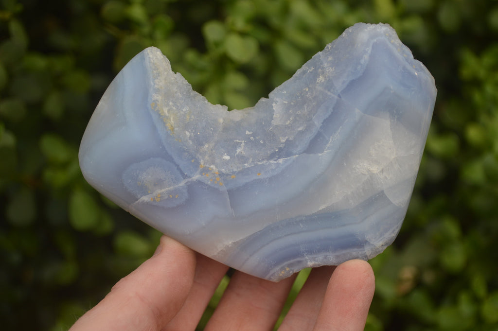 Polished On One Side Blue Lace Agate Geode Specimens x 3 From Malawi - Toprock Gemstones and Minerals 