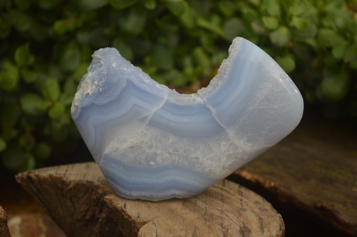 Polished On One Side Blue Lace Agate Geode Specimens x 3 From Malawi - Toprock Gemstones and Minerals 