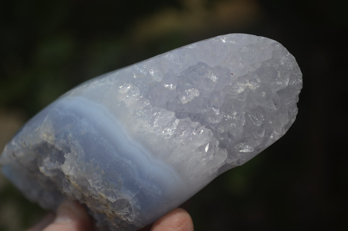 Polished On One Side Blue Lace Agate Geode Specimens x 3 From Malawi - Toprock Gemstones and Minerals 