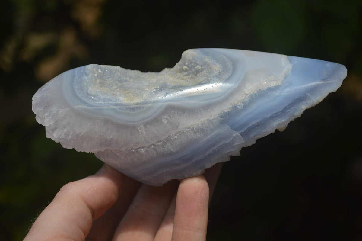 Polished On One Side Blue Lace Agate Geode Specimens x 3 From Malawi - Toprock Gemstones and Minerals 