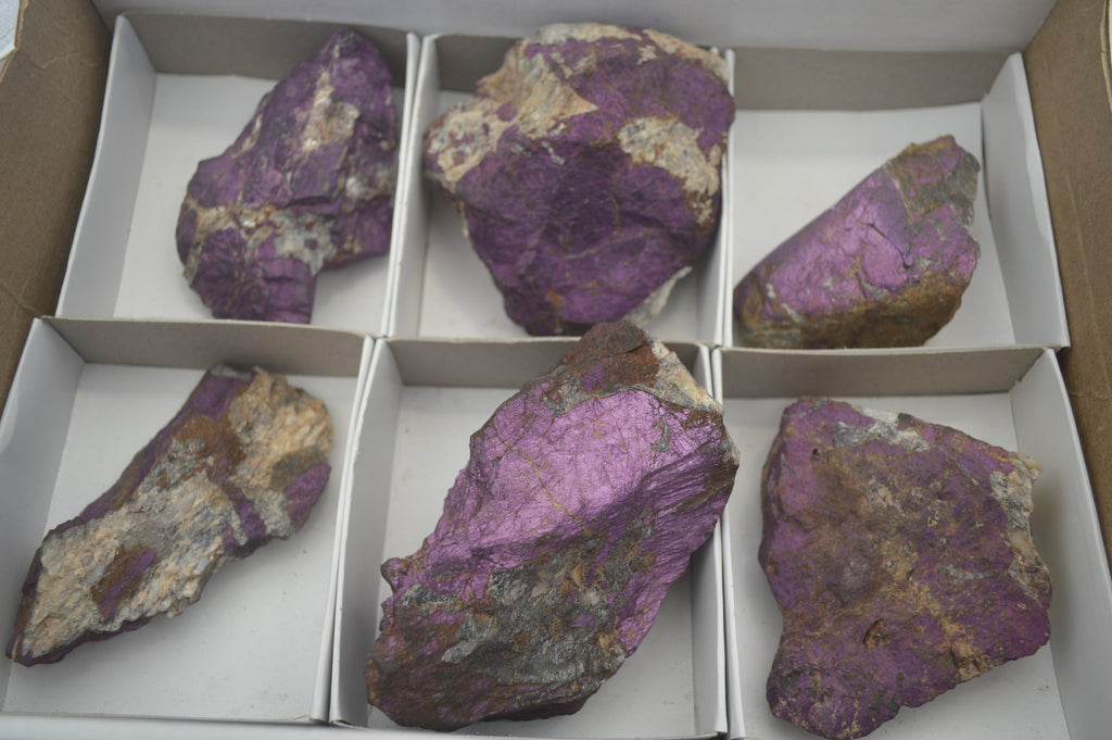 Natural Metallic Purpurite Cobbed Specimens x 6 From Erongo, Namibia - Toprock Gemstones and Minerals 