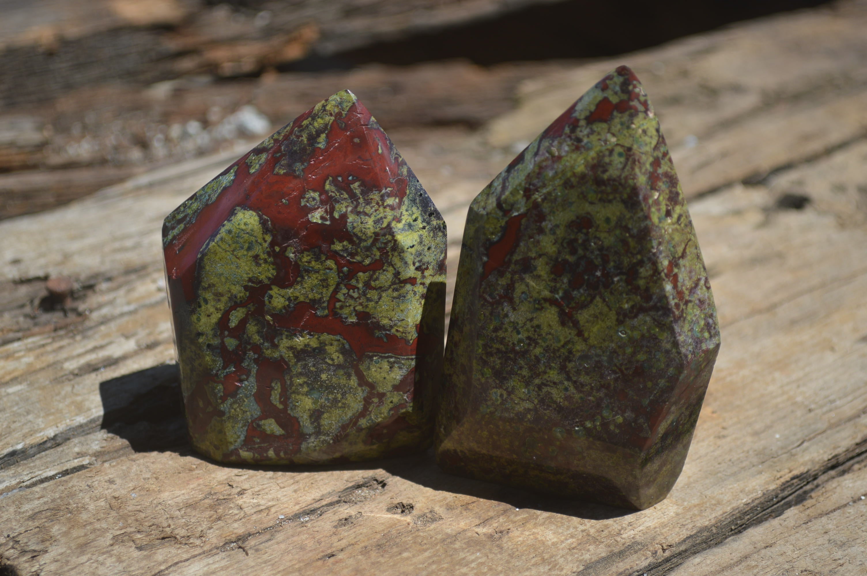 Polished Dragon Bloodstone Points x 3 From Tshipise, South Africa - Toprock Gemstones and Minerals 