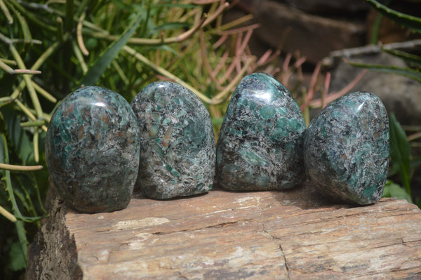 Polished Rare Emerald Mica In Matrix Standing Free Forms x 4 From Mutoko, Zimbabwe - Toprock Gemstones and Minerals 
