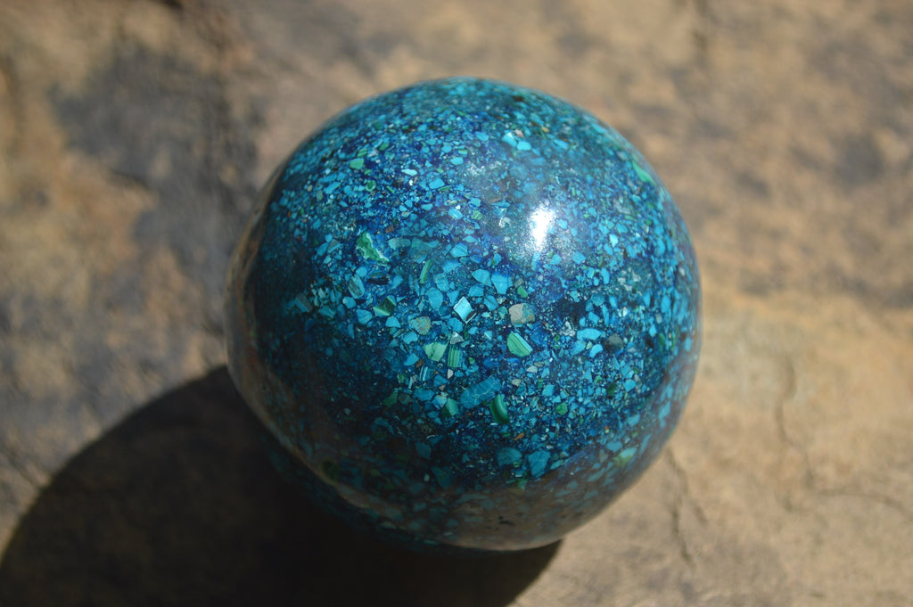 Polished Chrysocolla Conglomerate Spheres x 2 From Congo - Toprock Gemstones and Minerals 
