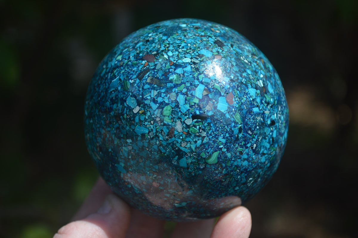 Polished Chrysocolla Conglomerate Spheres x 2 From Congo - Toprock Gemstones and Minerals 