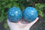 Polished Chrysocolla Conglomerate Spheres x 2 From Congo - Toprock Gemstones and Minerals 