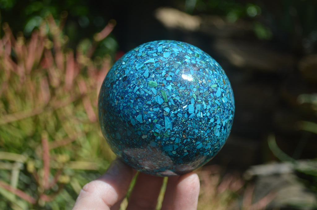 Polished Chrysocolla Conglomerate Spheres x 2 From Congo - Toprock Gemstones and Minerals 