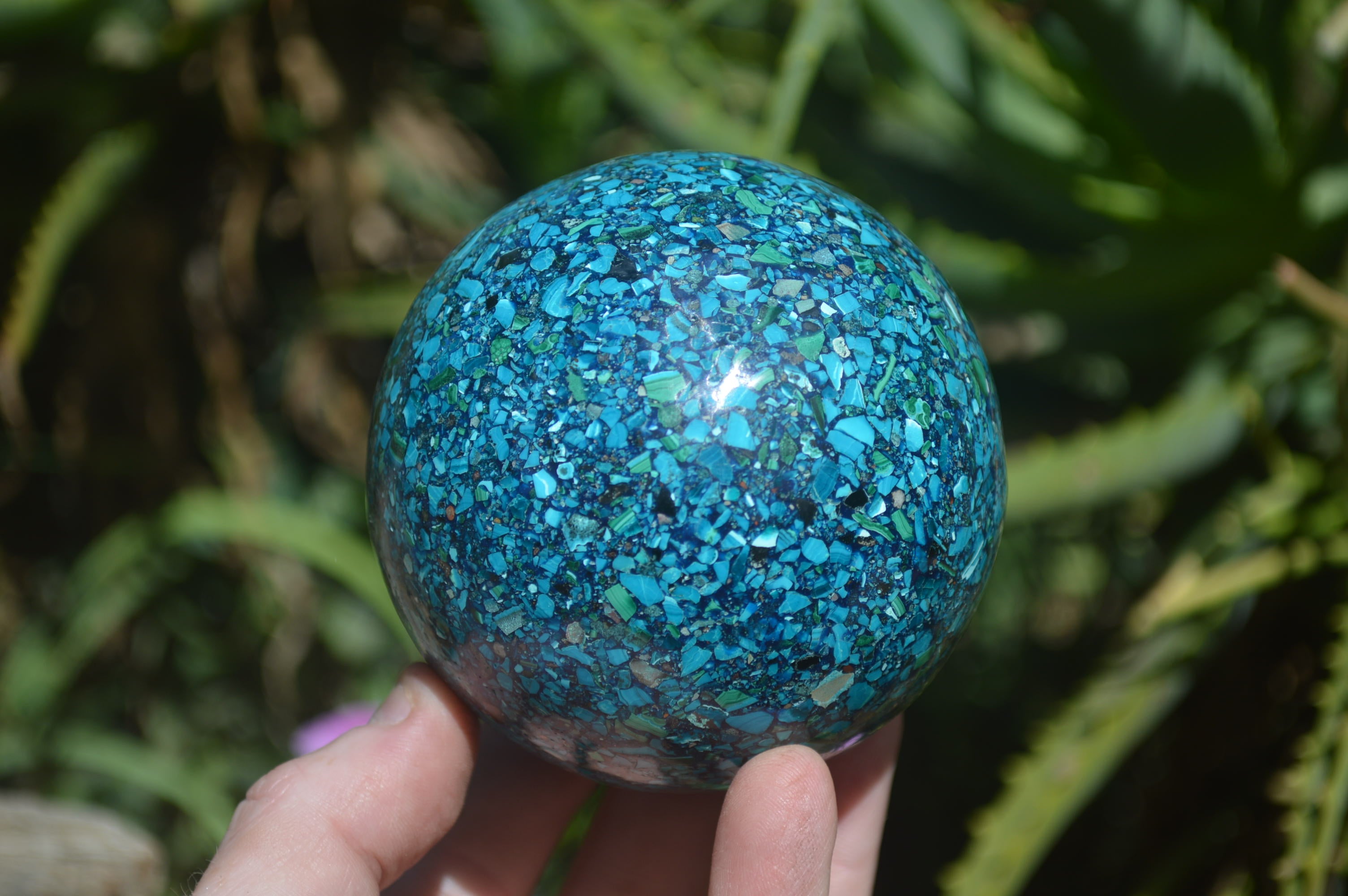 Polished Chrysocolla Conglomerate Spheres x 2 From Congo - Toprock Gemstones and Minerals 
