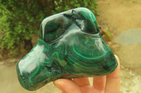 Polished Flower Banded Malachite Free Forms x 3 From Congo - Toprock Gemstones and Minerals 