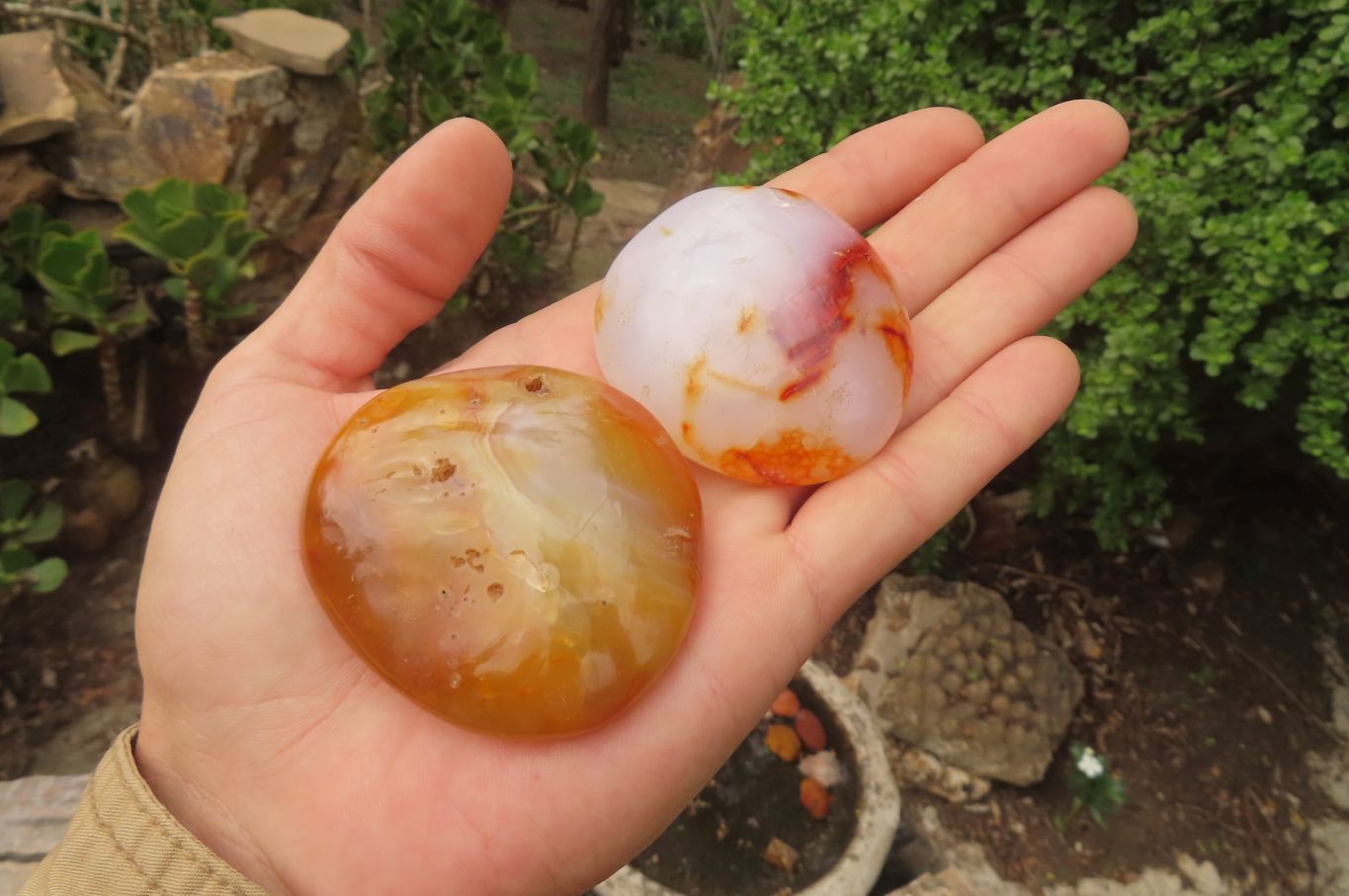 Polished Carnelian Agate Galet - Palmstones x 12 From Madagascar - Toprock Gemstones and Minerals 