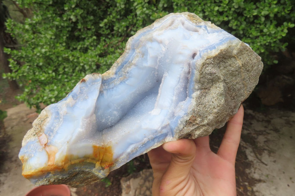Natural XL Blue Lace Agate Geode Specimens x 2 From Nsanje, Malawi - Toprock Gemstones and Minerals 