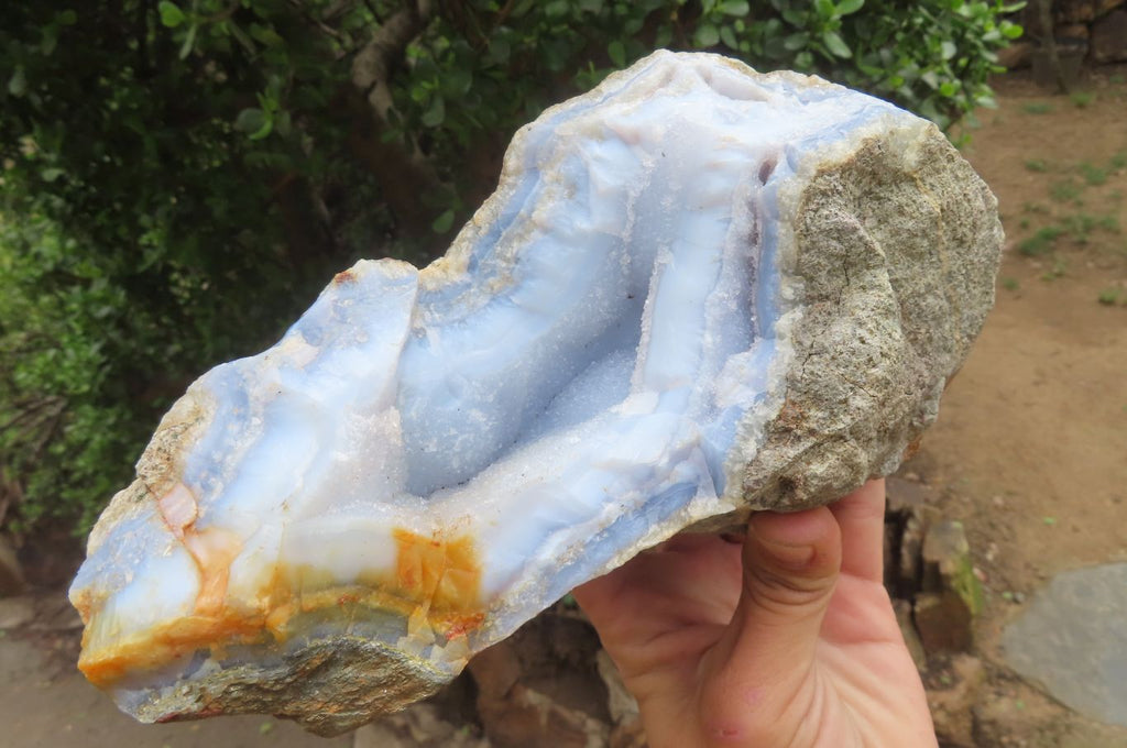 Natural XL Blue Lace Agate Geode Specimens x 2 From Nsanje, Malawi - Toprock Gemstones and Minerals 