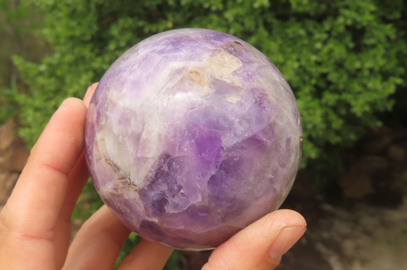 Polished Chevron Amethyst Spheres x 2 From Madagascar - Toprock Gemstones and Minerals 